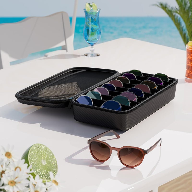 Vecxoty Travel Sunglasses Organizer​,​ Hard Shell​ Sunglass Case Adjustable Slots for Multiple ​Sunglass Eyeglass Case - Image 2